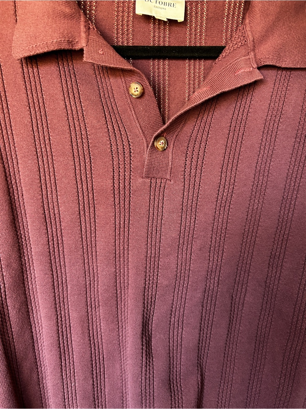 Octobre Editions Men’s Burgundy Knit Polo - Picture 5 of 6